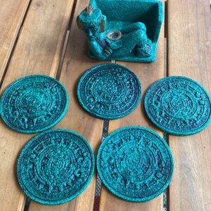 Aztec sun Coaster Set Mexico Mayan Calendar Decorative